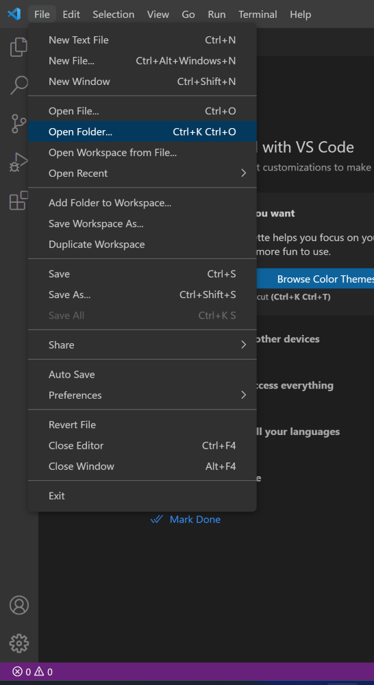 open folder